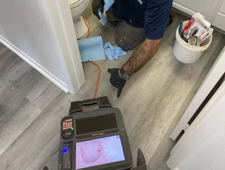 Pueo plumber running a camera inspection of a drain line Pueo plumber running a camera inspection of a drain line